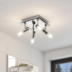 Badkamer plafondlamp Zela, 32 cm, chroom, 4-lamps, IP44