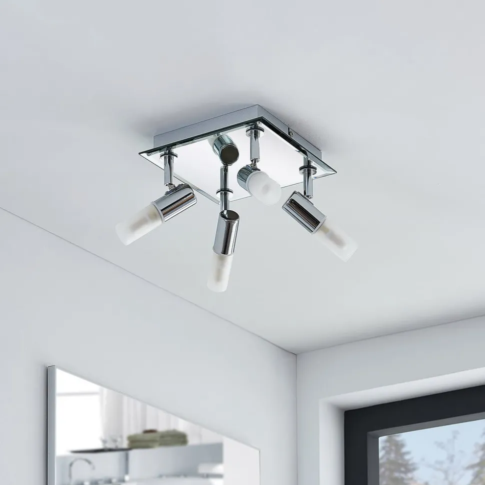 Badkamer plafondlamp Zela, 32 cm, chroom, 4-lamps, IP44