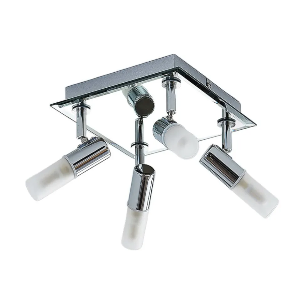 Badkamer plafondlamp Zela, 32 cm, chroom, 4-lamps, IP44