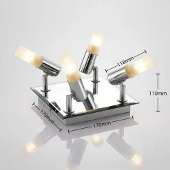 Badkamer plafondlamp Zela, 32 cm, chroom, 4-lamps, IP44