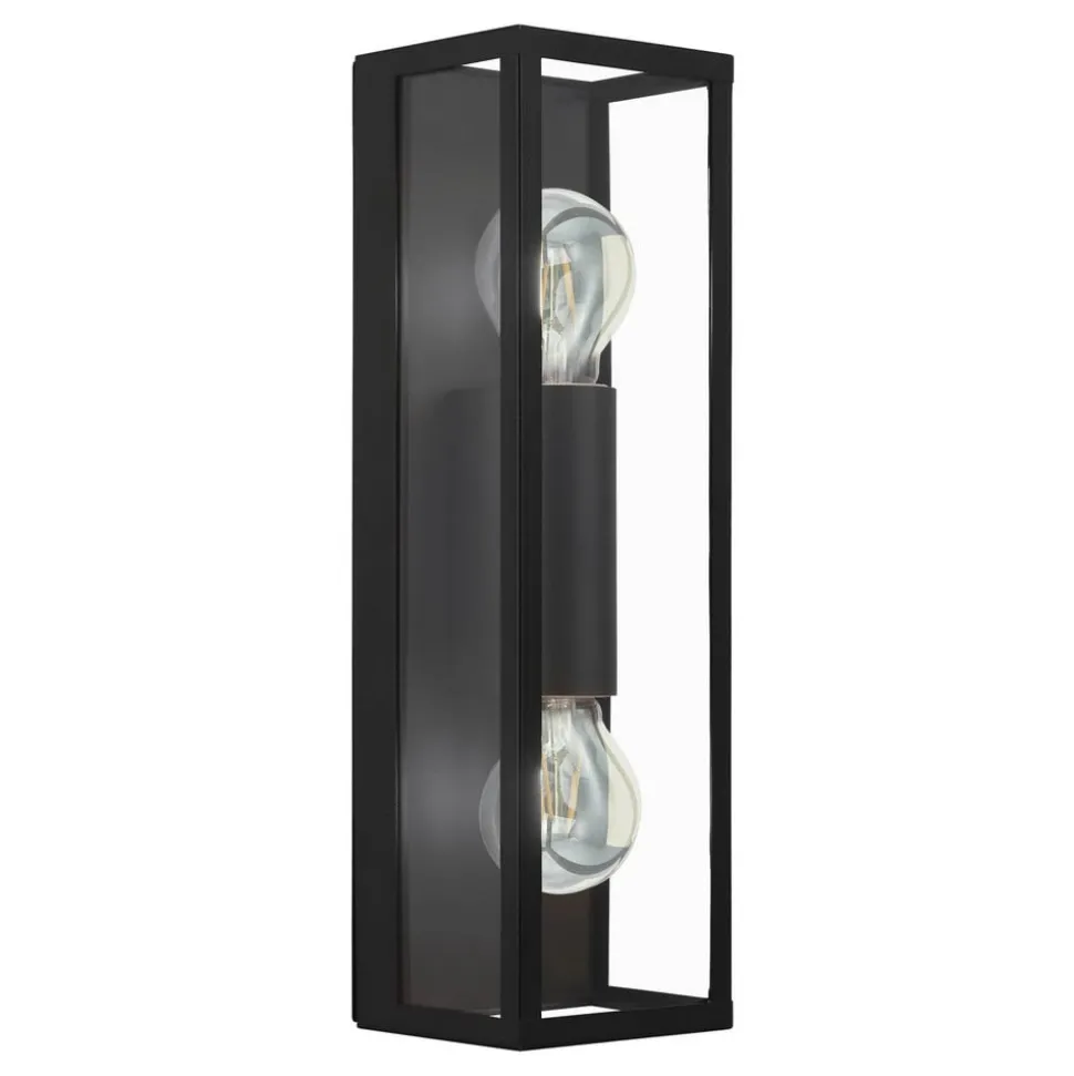 Badkamer wandlamp Amezola, 2-lamps, zwart