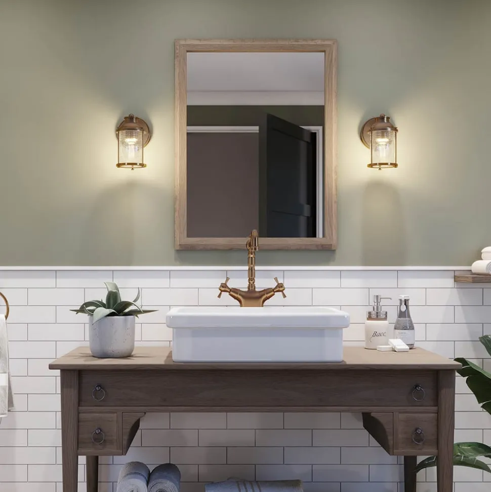 Badkamer wandlamp Ashland Bay, 1-lamp, messing