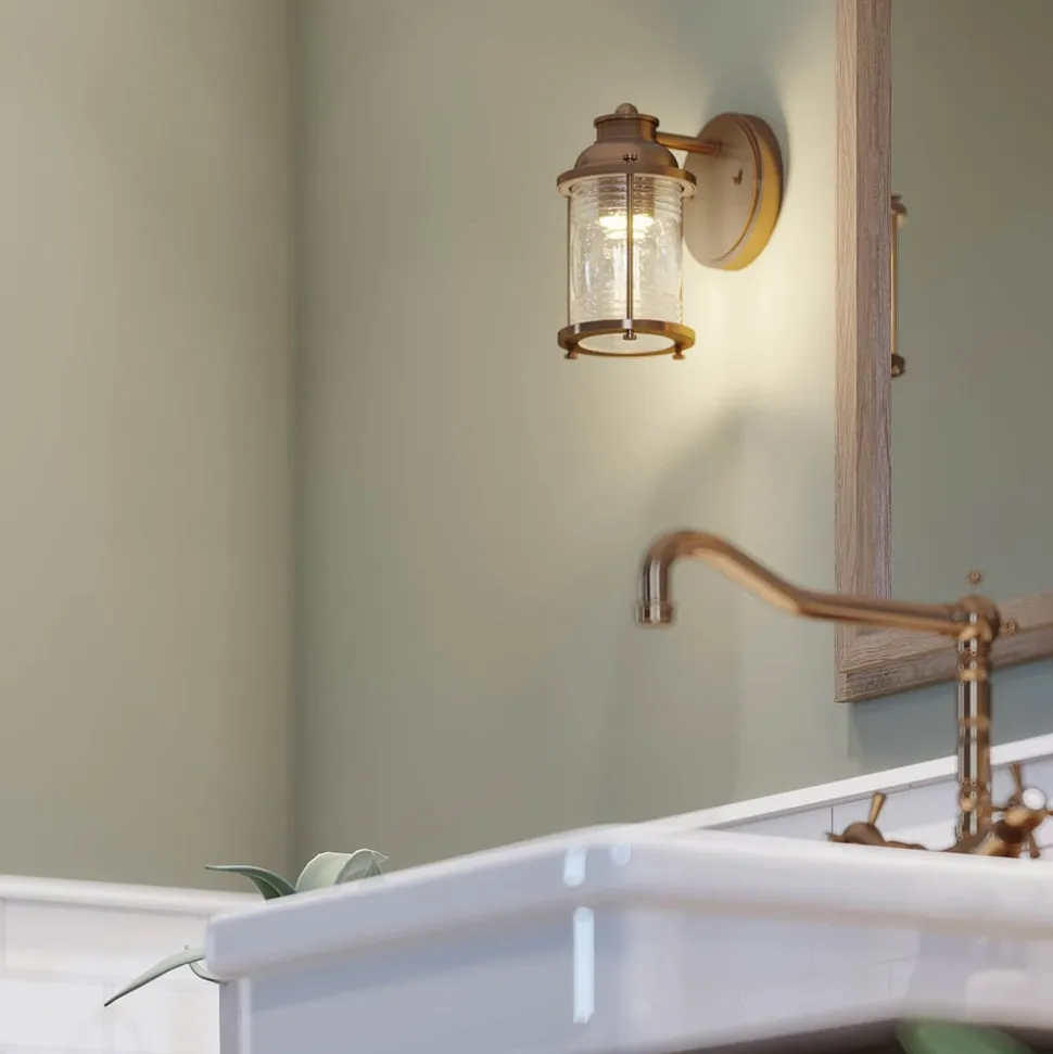 Badkamer wandlamp Ashland Bay, 1-lamp, messing