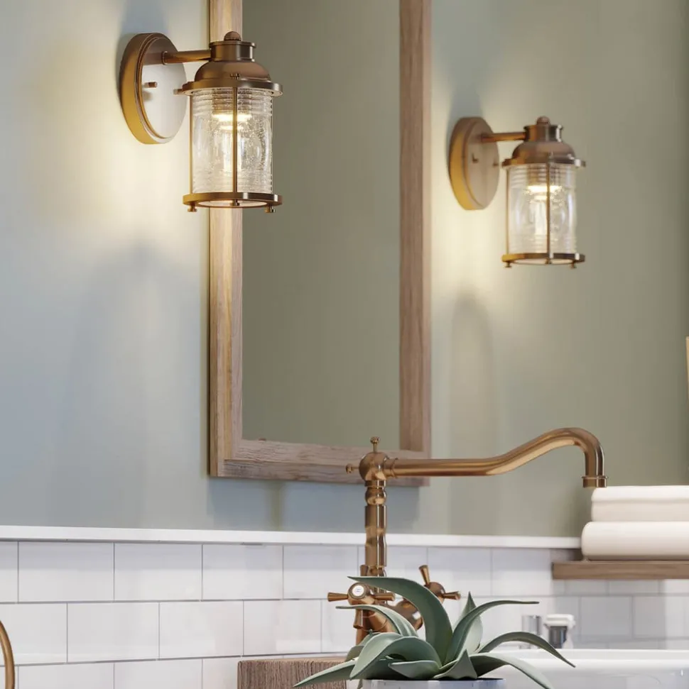 Badkamer wandlamp Ashland Bay, 1-lamp, messing