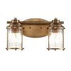 Badkamer wandlamp Ashland Bay, 2-lamps, messing