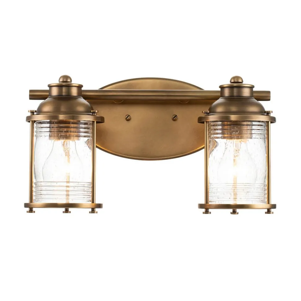 Badkamer wandlamp Ashland Bay, 2-lamps, messing