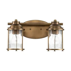 Badkamer wandlamp Ashland Bay, 2-lamps, messing