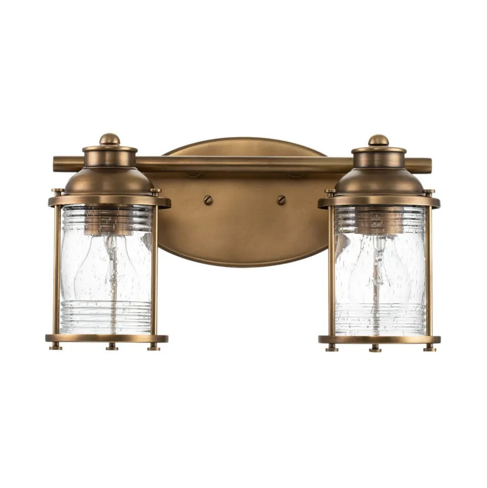 Badkamer wandlamp Ashland Bay, 2-lamps, messing