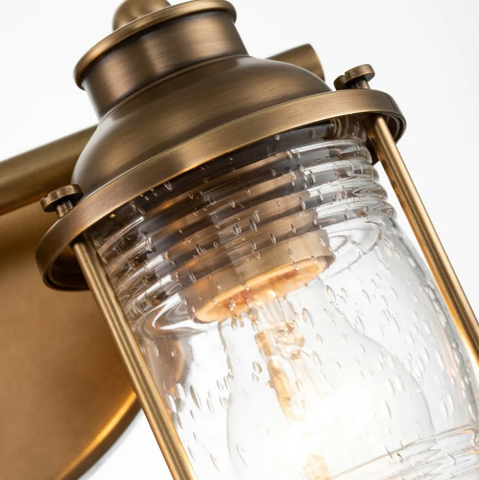 Badkamer wandlamp Ashland Bay, 2-lamps, messing