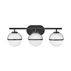 Badkamer wandlamp Hollis zwart/opaal 3-lamps