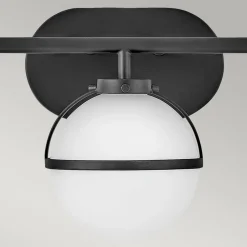 Badkamer wandlamp Hollis zwart/opaal 3-lamps