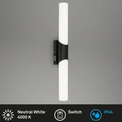 Badkamerpiegel lamp Klak Brilo, zwart, 47 cm