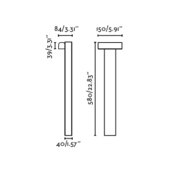 Balic LED sokkellamp, zwart, aluminium, hoogte 58 cm