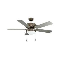 Ballina plafondventilator, E27, mat nikkel, schakelaar met trekkoord