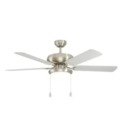 Ballina plafondventilator, E27, mat nikkel, schakelaar met trekkoord