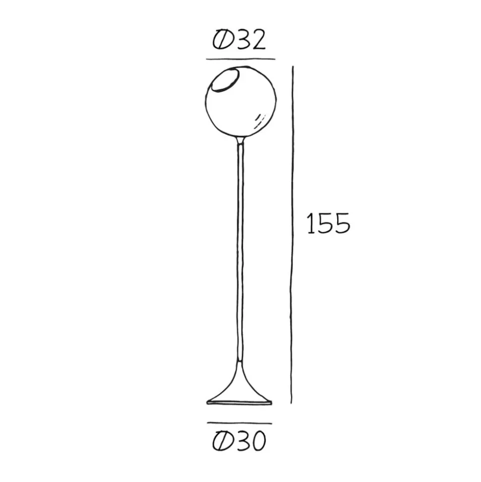 Ballroom vloerlamp, rookgrijs, glas, handgeblazen, dimbaar