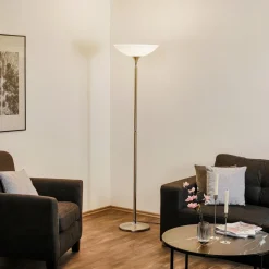 BANKAMP Opera LED uplighter vloerlamp, tastdimmer, nikkel