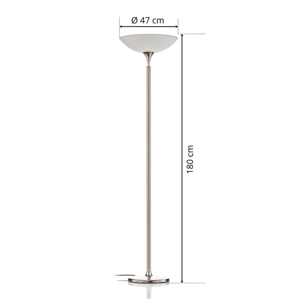 BANKAMP Opera LED uplighter vloerlamp, tastdimmer, nikkel