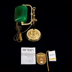 Bankierslamp Harvard, messing/groen, hoogte 32 cm