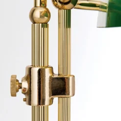 Bankierslamp Harvard, messing/groen, hoogte 32 cm
