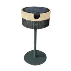 Bateak LED tafellamp op zonne-energie, zwart / teak-grijs, 2.700 K