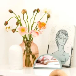 Beacon tafellamp Panton, wit albast steen, hoogte 17,5 cm