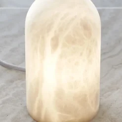 Beacon tafellamp Panton, wit albast steen, hoogte 17,5 cm