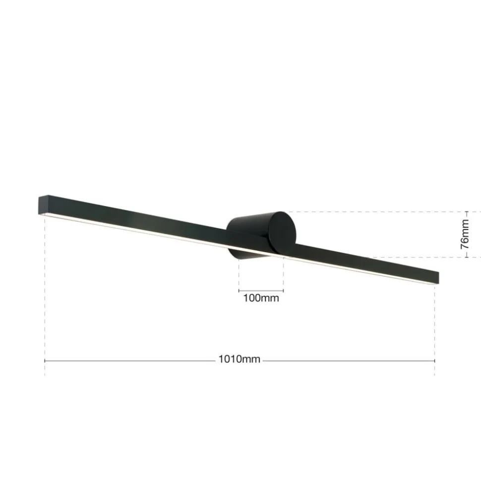 Beauty LED spiegellamp, breedte 101cm, zwart