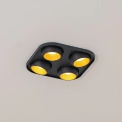 Bega LED inbouwspot Studio Line zwart/messing, 4-lamps.