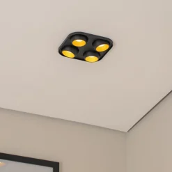 Bega LED inbouwspot Studio Line zwart/messing, 4-lamps.