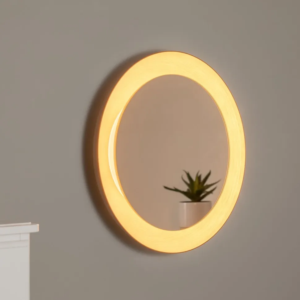 Bega LED-spiegel Studio Line zwart-messing, Ø 50 cm