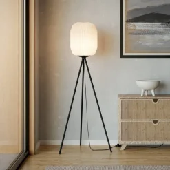 Belgrave vloerlamp, hoogte 141,5 cm, zwart/wit, metaal