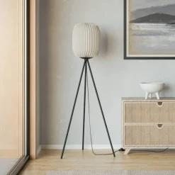 Belgrave vloerlamp, hoogte 141,5 cm, zwart/wit, metaal