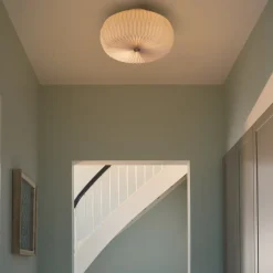 Belloy 40 plafondlamp, papieren plissékap, wit