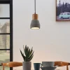 Betonnen hanglamp Margot met hout, één lampje