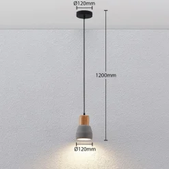Betonnen hanglamp Margot met hout, één lampje
