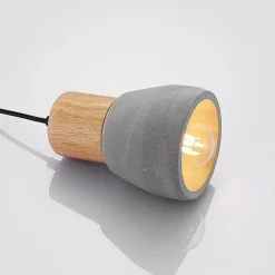 Betonnen hanglamp Margot met hout, één lampje