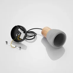 Betonnen hanglamp Margot met hout, één lampje