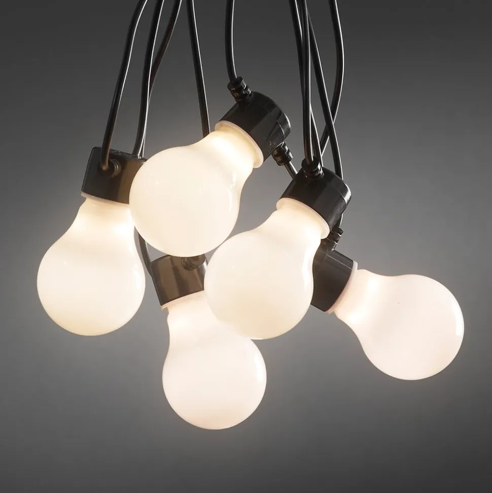 Bier tuin lichtketting 10x lamp opaal warmwit