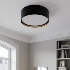 Bilbao plafondlamp, zwart/goud, Ø 60 cm