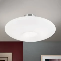 Blanc plafondlamp, opaal glas, mat nikkel