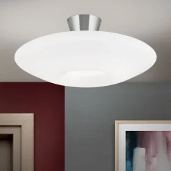 Blanc plafondlamp, opaal glas, mat nikkel