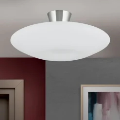 Blanc plafondlamp, opaal glas, mat nikkel