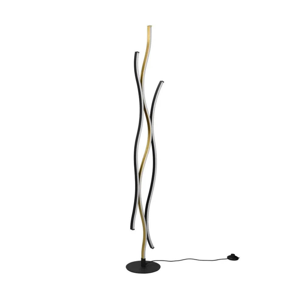 Blaze LED vloerlamp met dimmer, CCT, messing