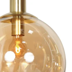 Bollique hanglamp, messing, 9-lamps lang, glas, metaal