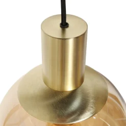 Bollique hanglamp, messing, 9-lamps lang, glas, metaal