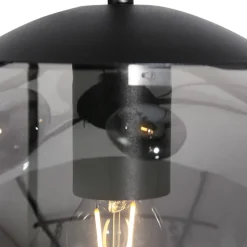 Bollique hanglamp, rookgrijs/zwart, glas, 5-lamps