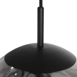 Bollique hanglamp, rookgrijs/zwart, glas, 5-lamps