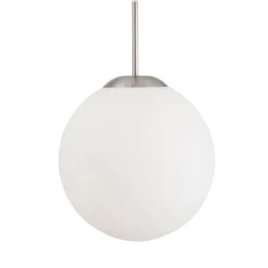 Bollique hanglamp, staal, opaal wit, glas, 5-lamps rond