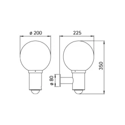 Bolvormige buitenwandlamp 157 met bewegingssensor